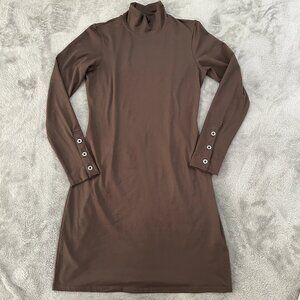 Title Nine Brown Long Sleeve Mock Neck Dress SMALL Tennis Pickleball Athleisure